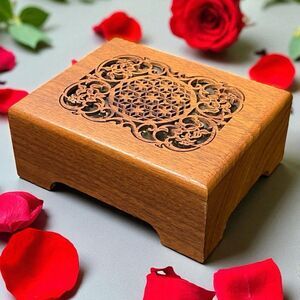 Vintage Walnut Wood Music Box by Lasercraft Plays "Close to You" Laser Engraved